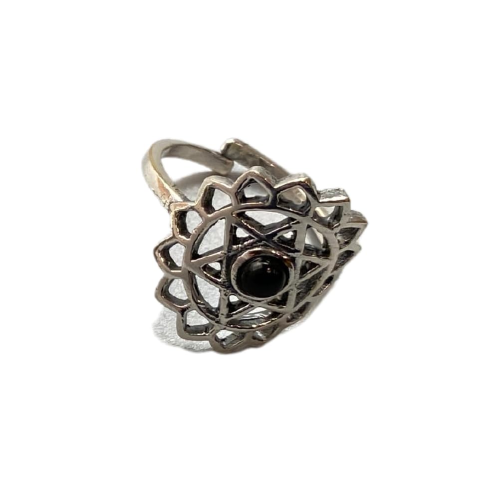 VIE Anahata Crystal Ring, Black Agate