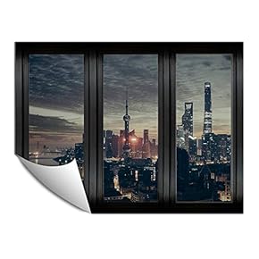 Wall Paper Small Wall Mural City at Night Wall Art Removable Wall Decoration for Bedroom Living Room - 24x32 inches