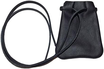 North Star Leather Small Drawstring Leather Pouch (Black)