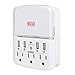 UL Certified Outlet Strip Charger EZOPower Wall Mount Power Surge Protector with 3 AC Outlet Plug + 4 USB Ports (4.8A) + Phone Holder - White