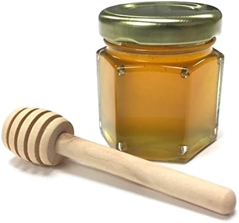 Honey Wedding, Party, Event Favors with 3" wood honey dipper (Small Glass Jar with no label perfect for DIY Bride, Event Planning, Corporate Gifts) (100 Pack)