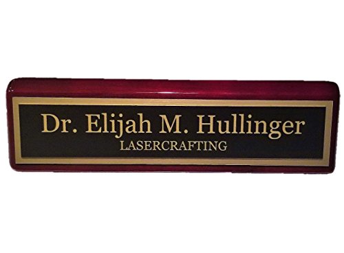 Executive Name Plate Rosewood Piano Finish Gold Plate 2" x10" - Customize