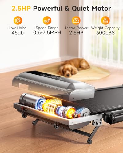 TOPUTURE Foldable Walking Pad with 12% Incline, Folding Under Desk Treadmill for Home/Office 6 in 1, Adjustable Portable Compact Treadmill with Remote Control, 300lbs Capacity, APP & LED Display
