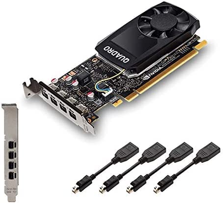 Dell Nvidia Quadro P1000 4GB GDDR5, 640 Cuda Cores, 4x Mini DisplayPort Low & High Profile PCIe Express Professional Graphic Card – Black – Includes 4 Display cables (Renewed)