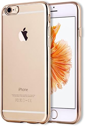 For iPhone 6 Plus / 6s Plus [Ultra Slim] For Apple iPhone 6s Plus Case, [Metal Color Bumper] Clear Black with Inner Dot Pattern Design [Electroplate Metal Oil] ZARUS Case Metal Oil (Gold)