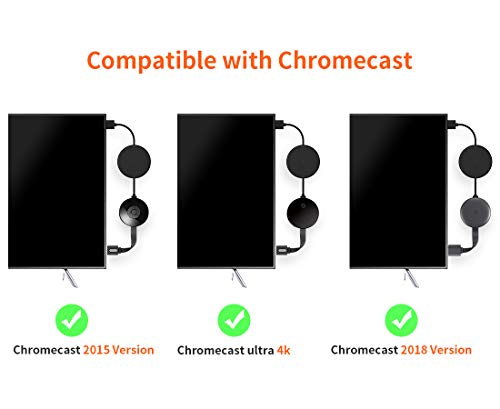 USB Power Cable for Chromecast Accessories, Micro USB Power Adapter for Chromecast and Chromecast Ultra (No AC Adapter Required)
