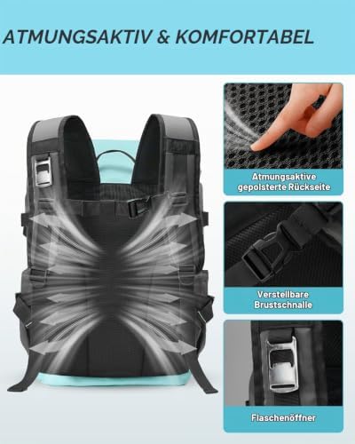 2 in 1 Kühlrucksack - Separat Nutzbare Kühltasche 9L und 26L Hauptfach, 10 Stunden Kältehaltung, Auslaufsicher, Wasserdicht, Isolierter Picknickrucksack für Einkaufen, Camping, Strand, Arbeit