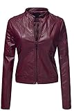 Luna Flower Women's Pu Quilted Moto Biker Faux Leather Jackets