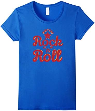 Womens Vintage Rock N Roll Music Lover Band Musician Tshirt Tee Small Royal Blue