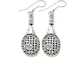 Tennis Racquet & Ball Clear Crystals Fashion Dangle Earrings