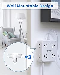 HOPOW Flat Plug Power Strip with 30W USB C Port, 5