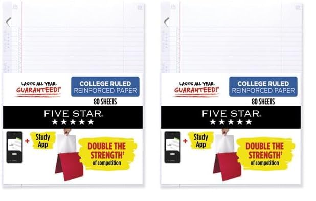 Five Star Loose Leaf Paper + Study App, Notebook