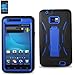 At&t Samsung Galaxy S2 Model I777 Premium Heavy Duty Hybrid Case -Outer Silicone, Durable Thick Inner Hard Protector Shell Case W/kickstand Blue/black