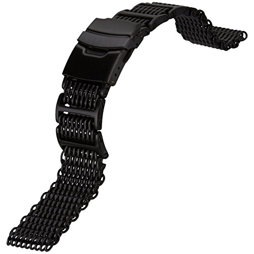 Geckota® Chainmail SHARK MESH Dive HLink Stainless Steel Watch Band IP