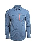 American Outdoorsman Men’s Long-Sleeve Fishing Shirt, Moisture-Wicking Button-Up Clothes/Apparel