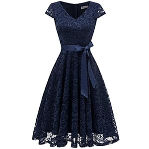 BeryLove Dames V-hals korte bruidsmeisjesjurk cocktail party bloemenjurk