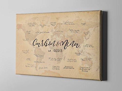 SALE 50% Off Canvas Guest Book, Rustic World Map Guest Book, Travel Themed Wedding Signatures, Vintage World Map Plotting GuestBook - CGB141