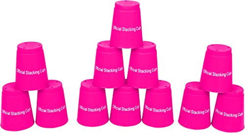 Quick Stack Cups - Speed Training Sports Stacking Cups - Set of 12 by Trademark Innovations (Pink)