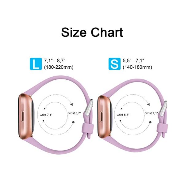 Ouwegaga Pack 4 Silicone Strap Compatible with Fitbit Versa Strap/Fitbit Versa 2 Strap, Replacement Sport Wrist Strap for Fitbit Versa 2/Versa/Versa Lite, Women & Men Small Large - Image 7