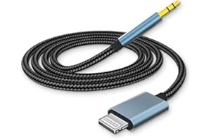 esbeecables Aux Cord for iPhone, [Apple MFi Certified] Lightning to 3.5mm Aux Audio Nylon Braided Cable for iPhone 13 12 11 XS XR X 8 7 iPad to Car/Home Stereo, Speaker, Headphone - 3.3FT Sierra Blue