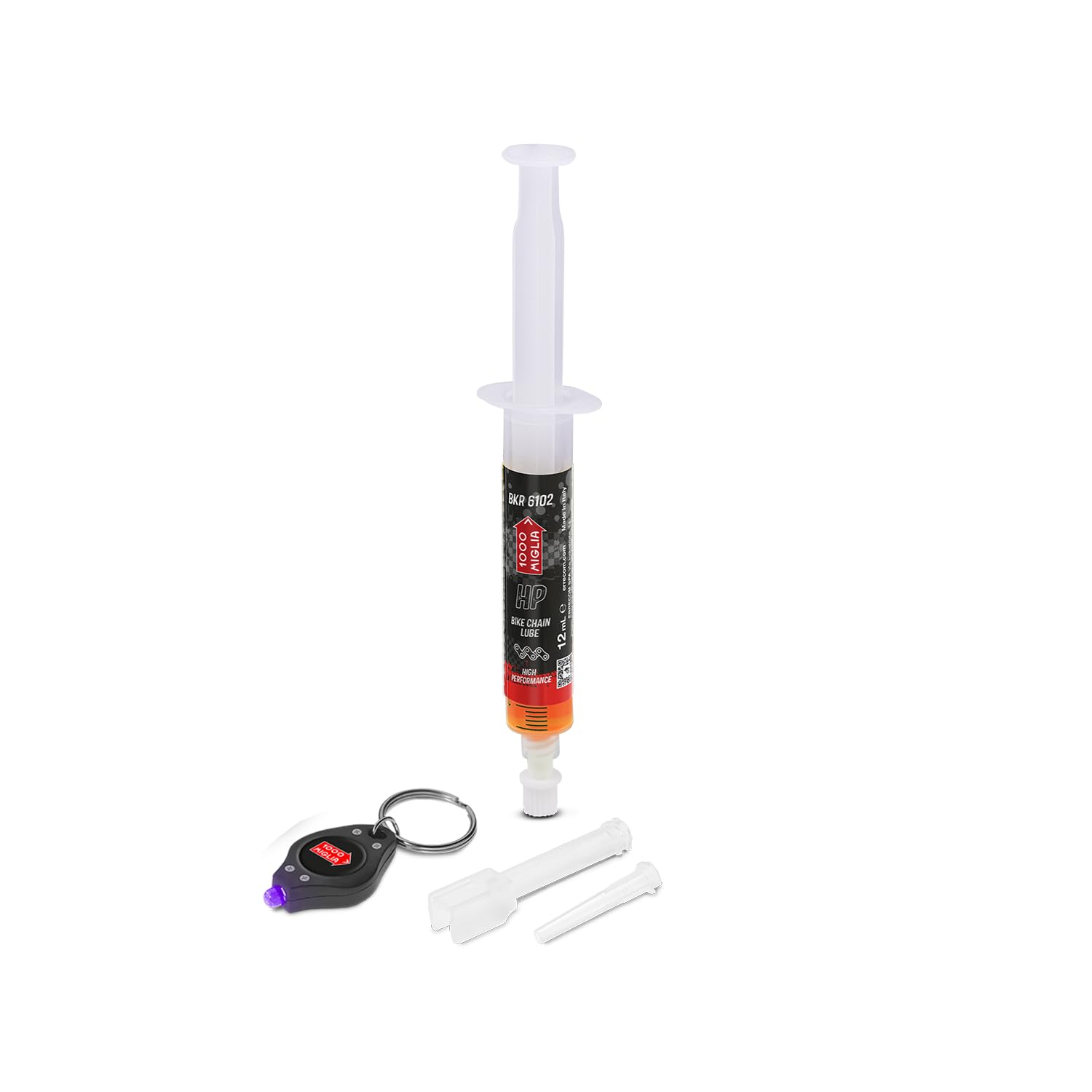 1000 Miglia BKR 6102 HIGH PERFORMANCE Lube Bike Chain for all Weather Conditions - 12 ml, ensures Excellent Performance, Fluorescent Formula, Cartridge with Drop and Huggie Application Systems