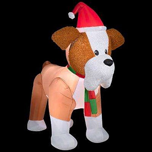 Christmas Inflatable Giant Fuzzy Plush English Bulldog Airblown Holiday Decoration By Gemmy