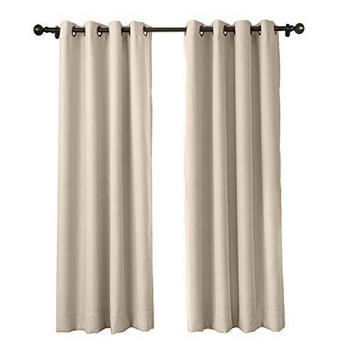 cololeaf Privacy Room Divider Solid Grommet Top Heavy Thick Thermal Drape Curtain Panel for Hospital Ward Clinic Lab SPA Hotel Office Living Room, Beige 8ft Wide x 7ft Height (1 Panel)