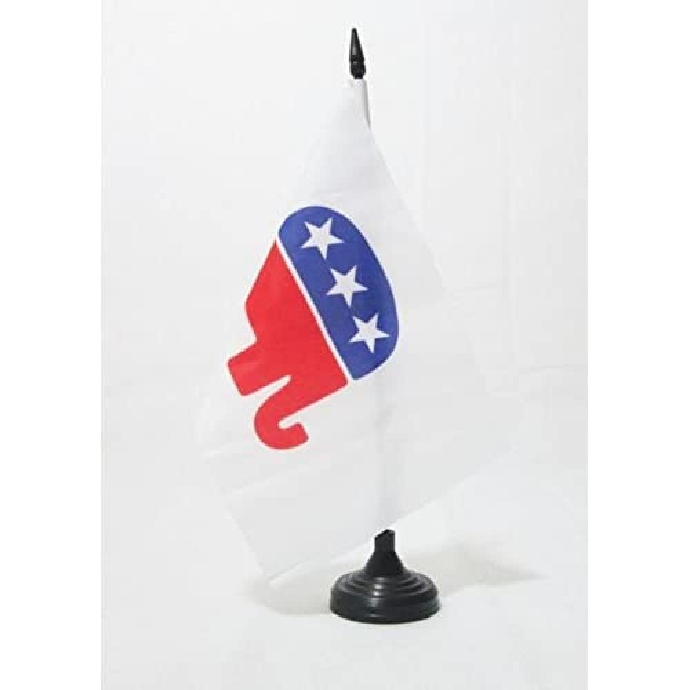 AZ FLAG US Republican Party Table Flag 5'' x 8'' - american republic Office Decoration 100% Polyester 21 x 14 cm - Mini Desk Flag with Pole and Black Plastic Base