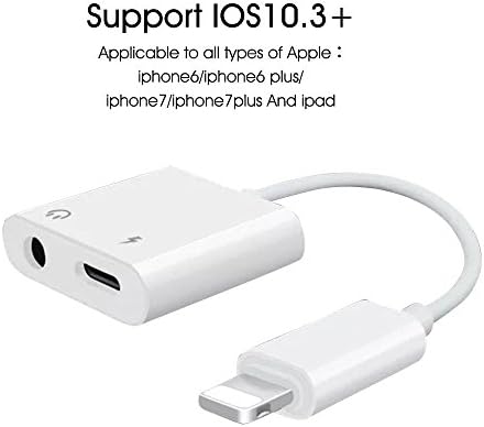 HAOGOODS iPhone 7/ 7Plus Headphones Adapter For IOS 10.3+ 2 in 1 Lightning Cable Charge and Headphone Adapter To 3.5mm Headphone Jack Adapter