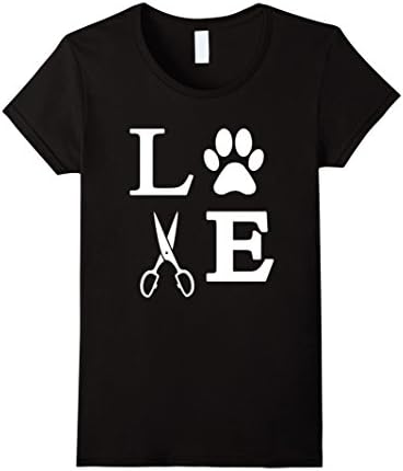 Womens Love Dogs Dog Groomer Paw Print Grooming Cute T-Shirt Small Black