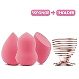 Makeup Blender Sponge 3 Pcs Set - Beauty Sponge Foundation Blending Sponge with Egg Sponge Blending Holder Stand, Flawless for Liquid & Creams & Powers