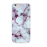 EVERMARKET(TM) Red Marble Pattern Purple Soft Flexible TPU Slim Skin Fit Protective Case Cover and 1 Clear Screen Protector for Apple iPhone 5C