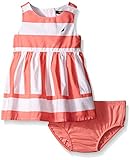 Nautica Baby Girls' Multi-Directional Stripe Dress, Soft Coral, 3-6 Months