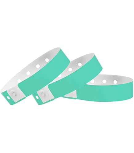 WristCo Aqua Plastic Event Wristbands - 500 Pack Of Narrow Hospital & Party ID Bracelets With Secure Snap Closure