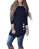 KILIG Women's Long Sleeve Round Neck Patchwork Casual Loose Tunic Sweatshirt Tops