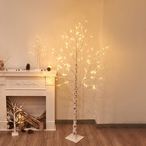 Vanthylit 6FT 88LT Prelit Birch Tree with Warm White Christmas Lights