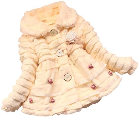 Girls Winter Autumn Cotton Warm Cotton Faux Fur Fleece Jacket Coat (Yellow, 2T)