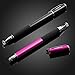 MEKO(2 Pcs)[2 in 1 Precision Series] Disc Stylus/Styli for All Touch Screen Devices Bundle with 4 Replaceable Disc Tips, 2 Replaceable Fiber Tips - (Black/Pink)