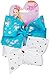 JJS-064 JoJo Bows Signature Collection 2 x Large Hair Bows - Limited Edition Bright Blue with Unicorns and White with Diamontes - Best Present for Your Little Girl