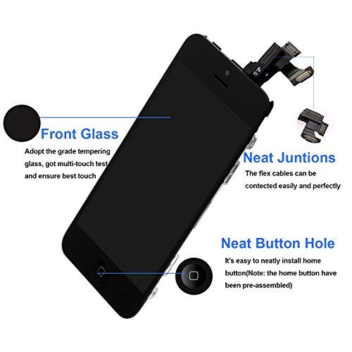 image for Nroech for iPhone 5C Screen Replacement Black with Home Button and Cam