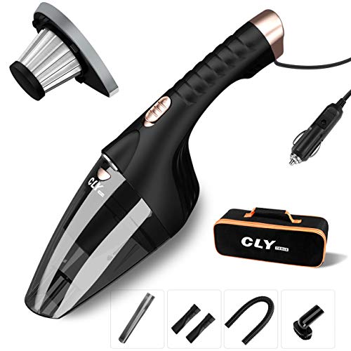 CLY Car Vacuum,DC 12V Car Vacuum Cleaner High Power Handheld Auto Vacuum with LED Light,4500PA 106W Wet&Dry Stronger Suction Vacuum for Car with 16.4 FT Power Cord,Stainless Steel HEPA Filter