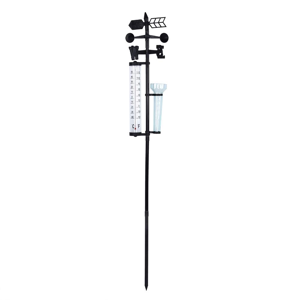3 in 1 Weather Station Measurer Outdoor Garden Weather Station with Rain Gauge, Wind Indicator and Thermometer for Outdoor Garden Measurement, Total Length: 140cm/55.11inch