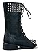 Nature Breeze Harley 14 Womens Military Lace up Studded Combat Boot Black