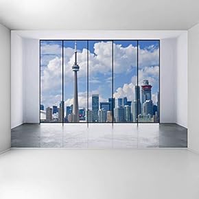 Wall Mural 3D Cityscape Removable Wallpaper Wall Sticker for Bedroom Living Room - 66x96 inches