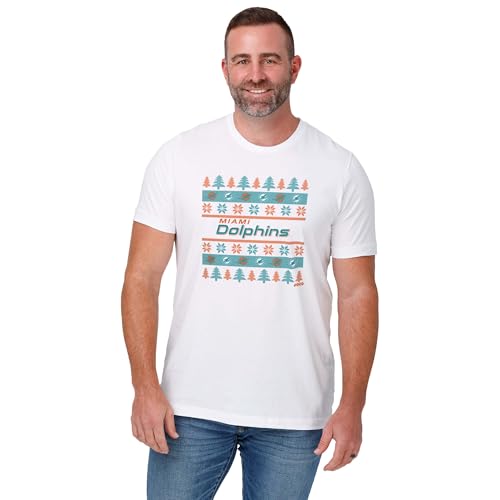 FOCO Miami Dolphins NFL Mens Holiday Sweater T-Shirt - White - XL
