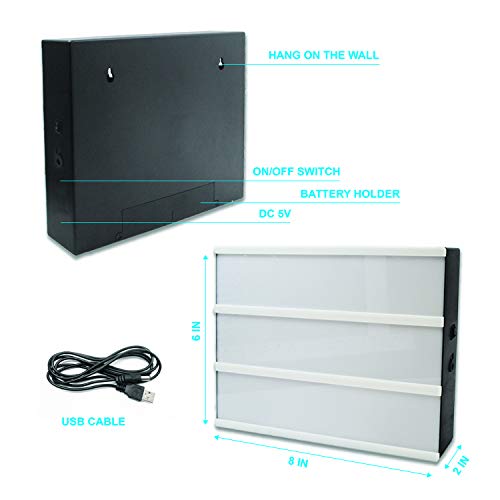Brooklyn Lighting Company Battery and USB Cable Powered Cinematic Light Box, LED Light Box, Cinema Light Box, Letter Light Box with 300 Letters, LED Light and USB Cable, 8"x 6"x 2"