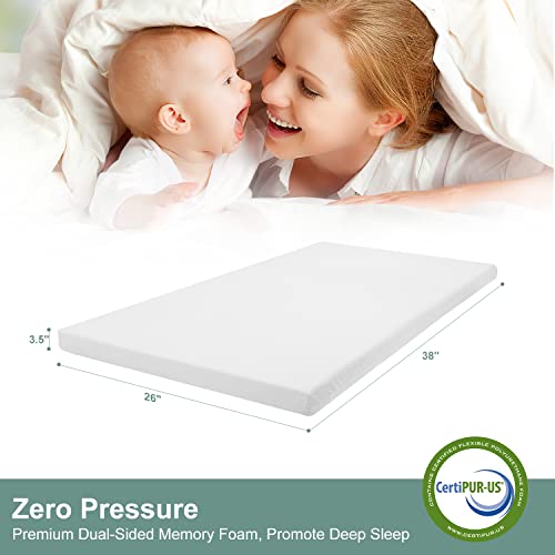 Ferlizer Pack and Play Mattress, 3.5 Inch TriFold Playpen Mattress, Memory Foam Playard