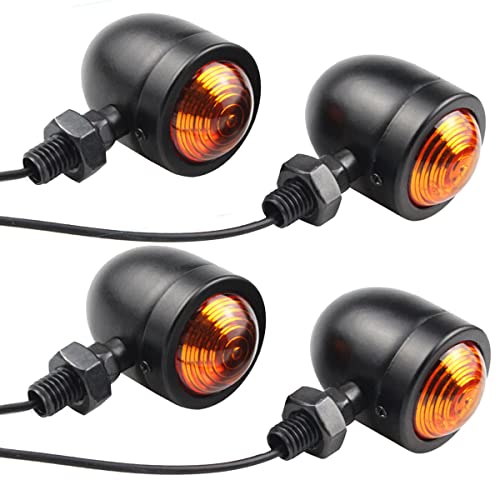 TaJiMy バイク ウインカー 砲弾型 ４個セット 汎用 12V カスタム ハーレー スティード モンキー カブ (本体：黒、レンズ：黄色)商品画像