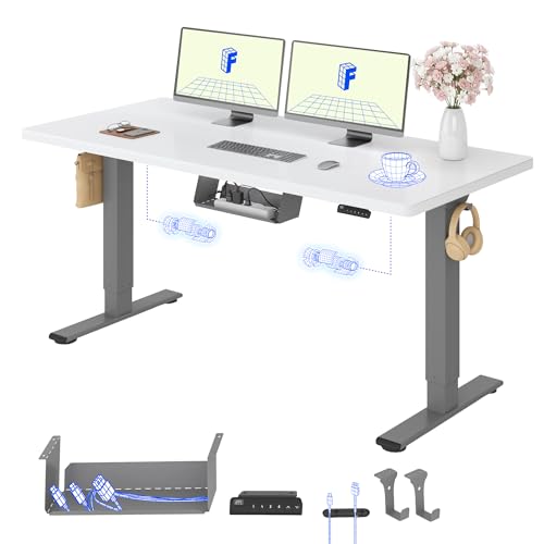 FLEXISPOT Höhenverstellbarer Schreibtisch mit 2 Motoren & 25MM EINTEILIGER Tischplatte 140x80 cm, Ergonomischer Bürotisch Elektrisch mit Kabelmanageme