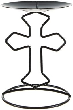 Black Religious Cross Metal Candle Holder